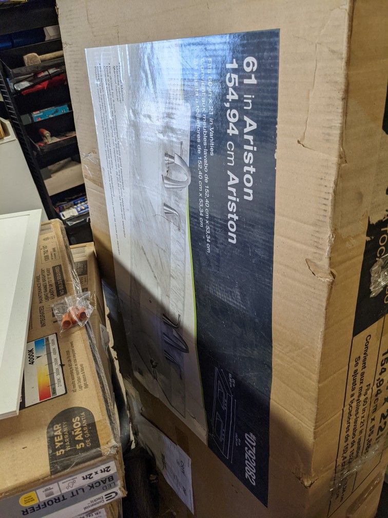 New 61 Inch Ariston Natural Marble Double Sink Bathroom Vanity Top