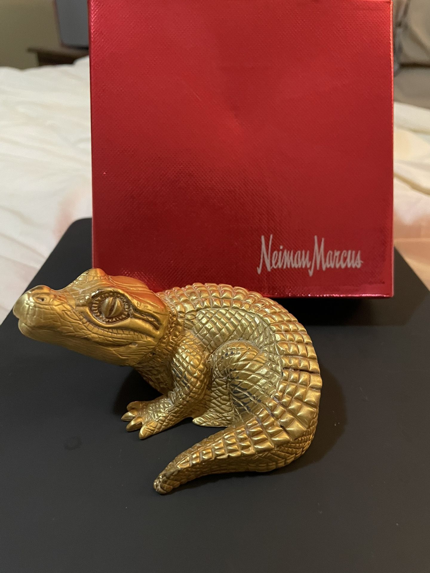 Karen Callan For Neiman Marcus Brass Alligator Paperweight