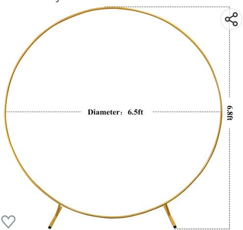 6.5ft Balloon Arch Wedding Arch for Ceremony Balloon Arch Stand Circle Gold Metal Arch Stand