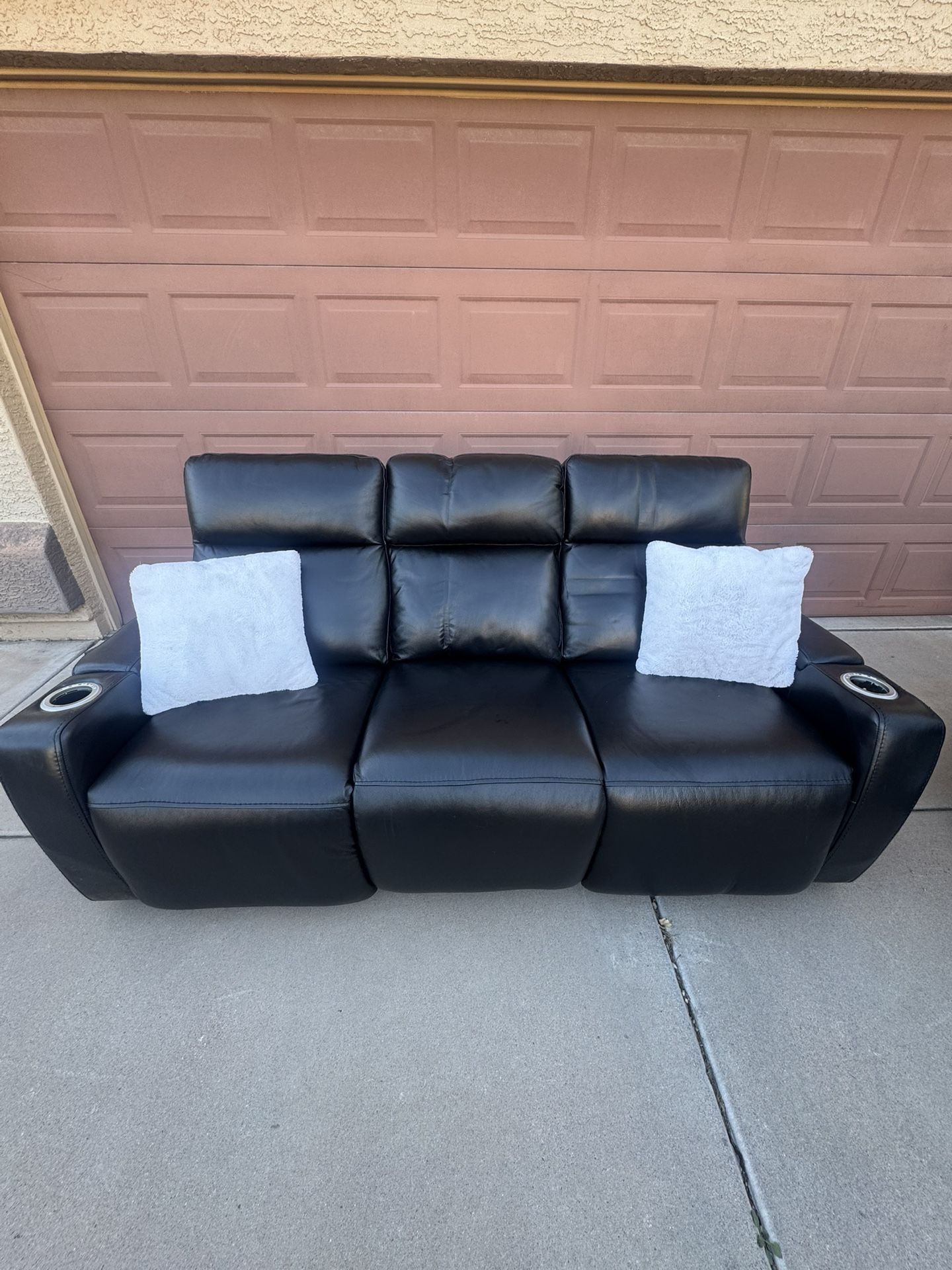 Black Leather Power Reclining Couch