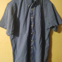 Van Heusen Men’s Oxford Half Sleeve Button Down Paris Blue Shirt 17 1/2 XL