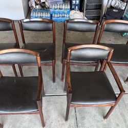 Dining Chairs 6 1970’s European teak wood