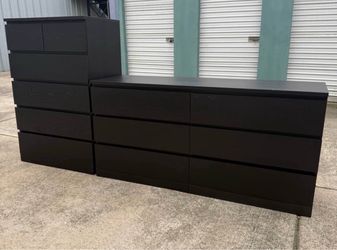 Black Dresser and Chest of Drawers Set