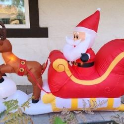 Santa Claus & Reindeer Sled Inflatable Blow Up