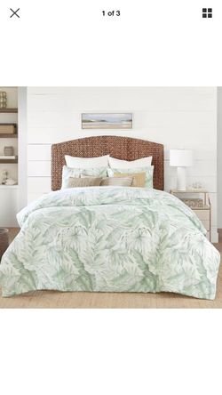 Coastal Living Green Palm 3 piece comforter King set beach house decor bedding