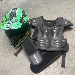 Dirt bike helmet and chest protector