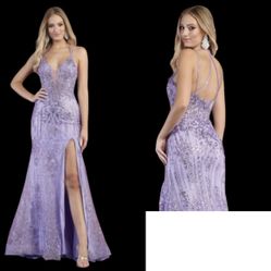 New With Tags Lilac Fitted Glitter & Sequin Formal Dress & Prom Dress $199