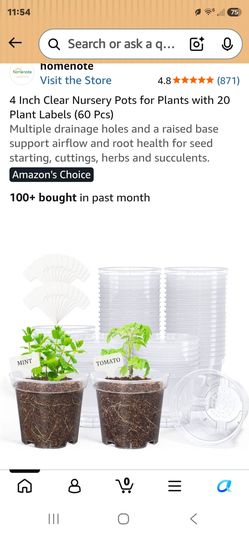 4 inch clear nursery pots 60 total