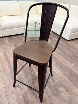 Metal Barstools with black and wood seat