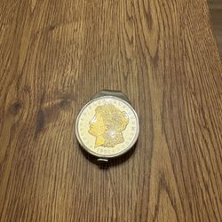Genuine 1921 Gold Plated Morgan Silver Dollar Money Clip