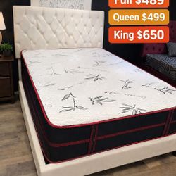 Queen Mattress Come With Bed 🛌 Frame And  Free Box Spring - Free Delivery 🚚 Today To Reasonable Distance 