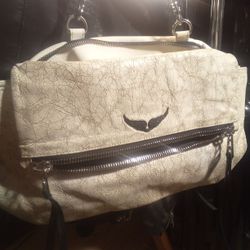 Zadig & Voltaire Leather Crossbody Bag (Sac Bandoulière) – White and Distressed Leather
