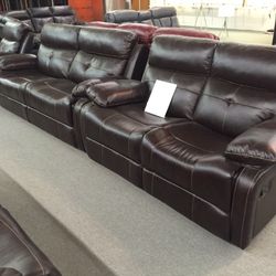 Reclining sofa and loveseat