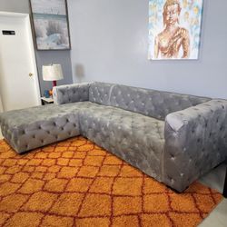 Grey Tufted Sectional