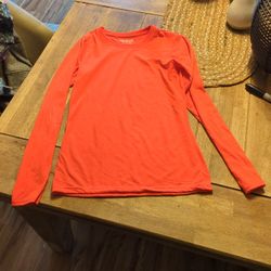Orange Gildan Ladies XS Long Sleeve Fitted Shirt 