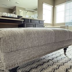 Extra Large Tufted Gray Ottoman / Coffee Table 40x40