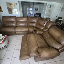 Large Leather Sectional With Reclining Sides