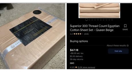 Bed Sheets, Size King, Color Beige