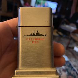 Rare Vintage Zippo Table Top Lighter USS Farragut