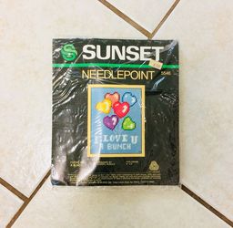 “I LOVE YOU A BUNCH” HEARTS NEEDLEPOINT KIT