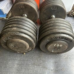Commercial Style Pair Of 120 Lb   Dumbbells 