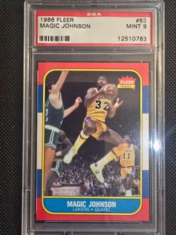 1986 Fleer Magic Johnson #53 PSA Mint 9