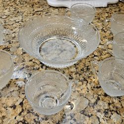   Punch Compot Bowl  and 7 Cups Beautiful Design Set.