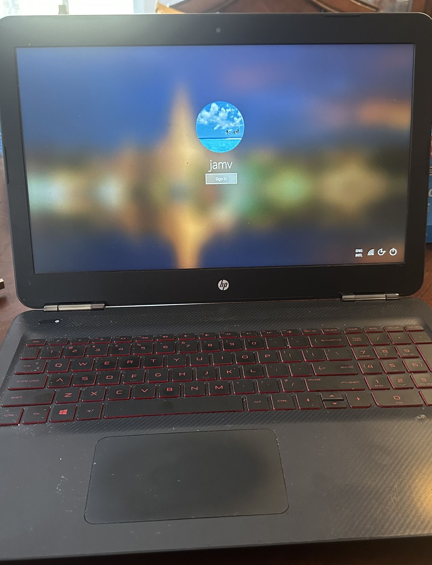 Hp omen Gaming Laptop Model 15-ax210nr * Read Description*- No charger - Letter Q in keyboard does not work. No Charger.