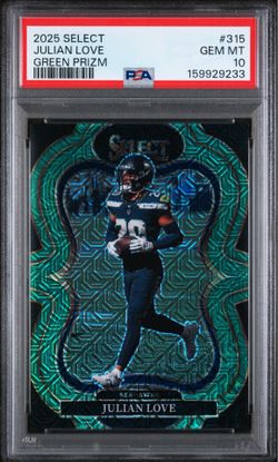 2025 Select Suite Level Julian Love RC green #/5 PSA 10