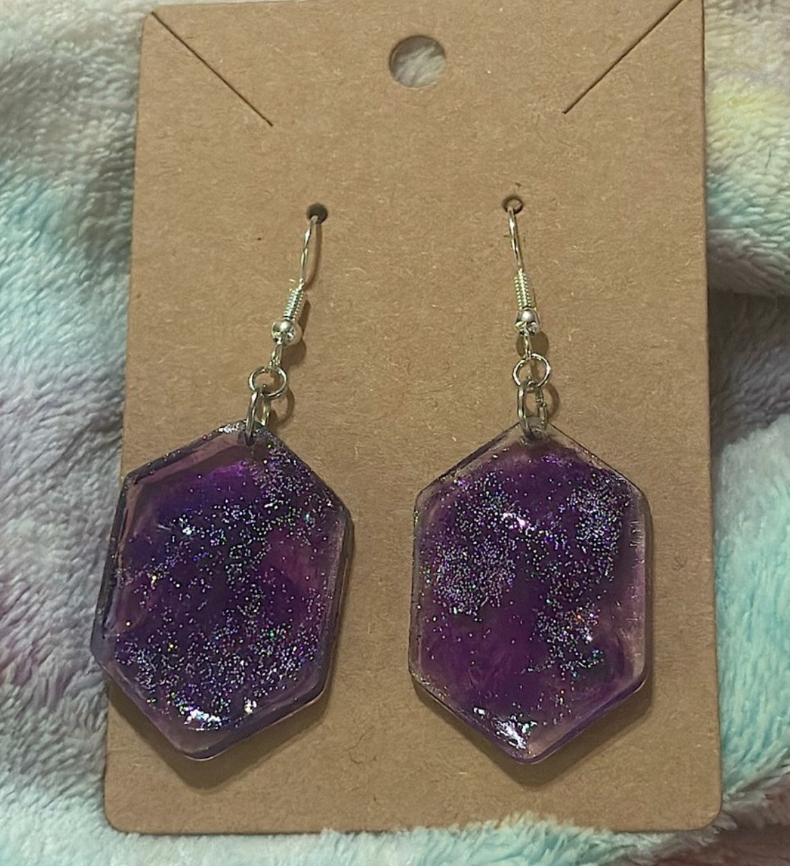 Purple Swirl and Glitter Earrings