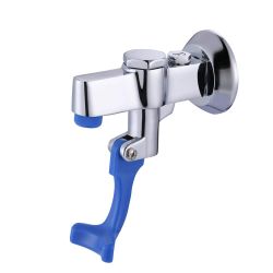 Wall Mount Glass Filler Faucet, Push-Back Glass Filling Station with NPT 3/8" Female Inlet and Flange in Polished Chrome