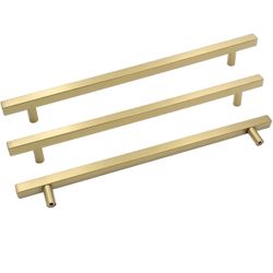 Brushed Gold Cabinet Pulls Door Handles Pulls for Cabinets - LS1212GD256 Brushed Brass Furniture Hardware Dresser Drawer Knobs Gold Bar Pulls 10in Hol