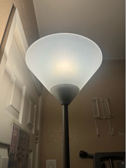 Creekwood Home 70" Tall Torchiere Essential Floor Lamp with White Plastic Shade Silver