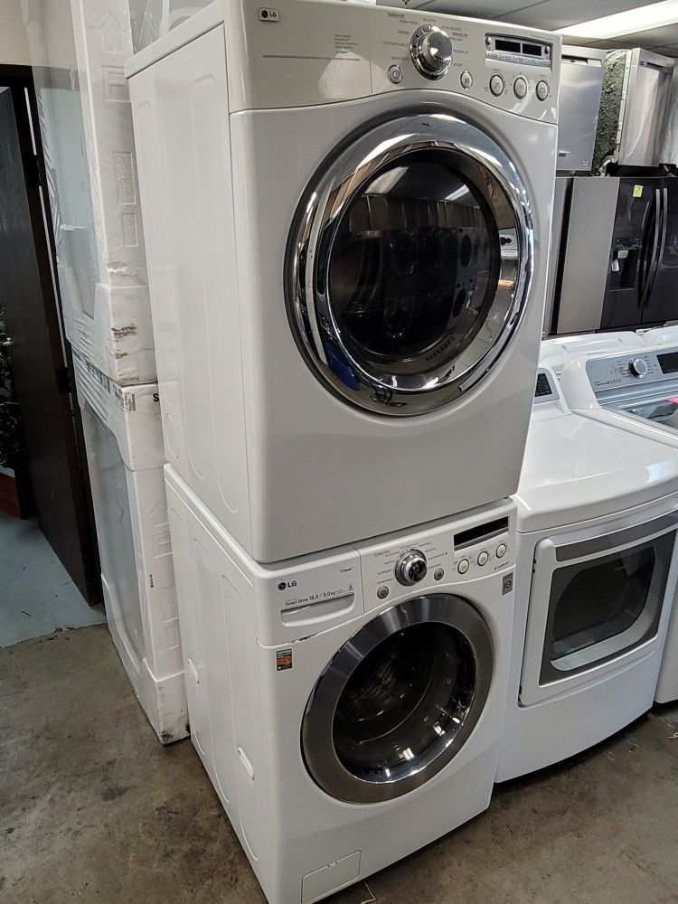 LG Front Loading Washer And Stackable Gas Dryer Set 