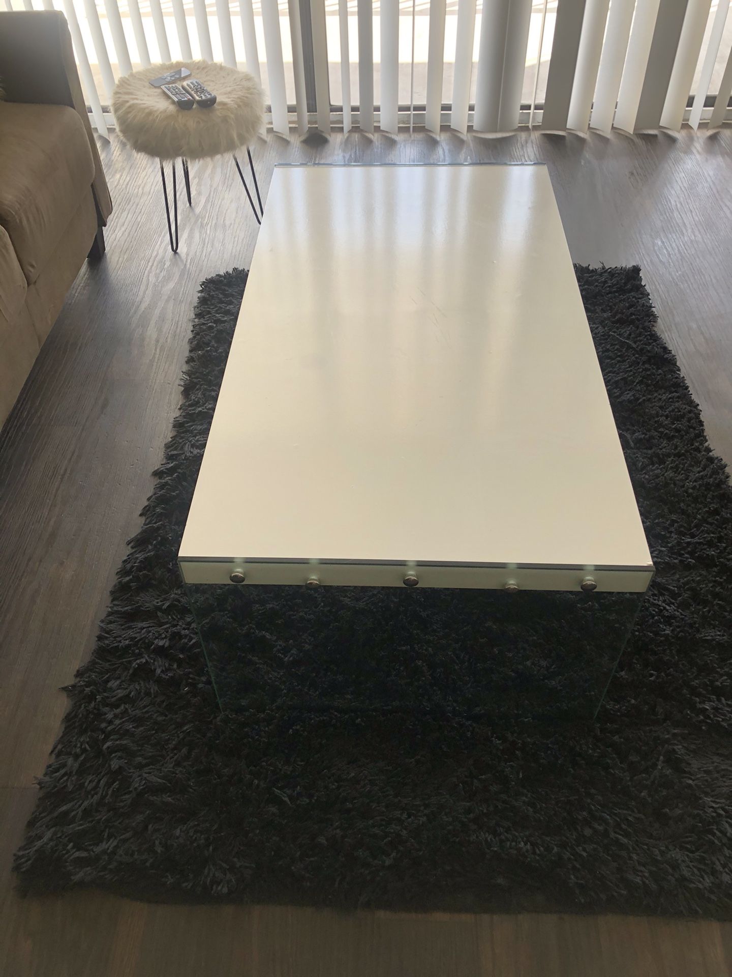 White wood/ glass coffee table
