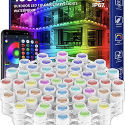 100FT Permanent Outdoor RGB Lights,IP67 Waterproof Smart LED Eaves Lights with App/Remote Control