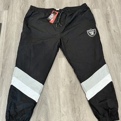 Oakland Raiders NFL Team Apparel Windbreaker Pants Stitched Logo Men Sz 3XL NWT