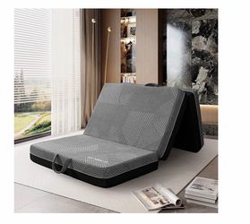 GEMBED Tri Folding Mattress Full Size - 6 Inch Foldable Floor Sofa Bed Memory Foam Tri-fold Handle & Non-Slip Bottom, Portable Foldable Sofa Bed Floor