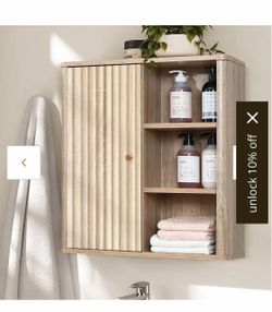 Priya natural finish wave wall cabinet