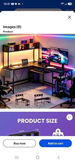 L-Shaped Gaming Desk with Hutch and Shelves
