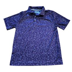 PGA TOUR Purple Geometric Short Sleeve Polo Shirt Boy sz L 14/16 RUNS SMALL