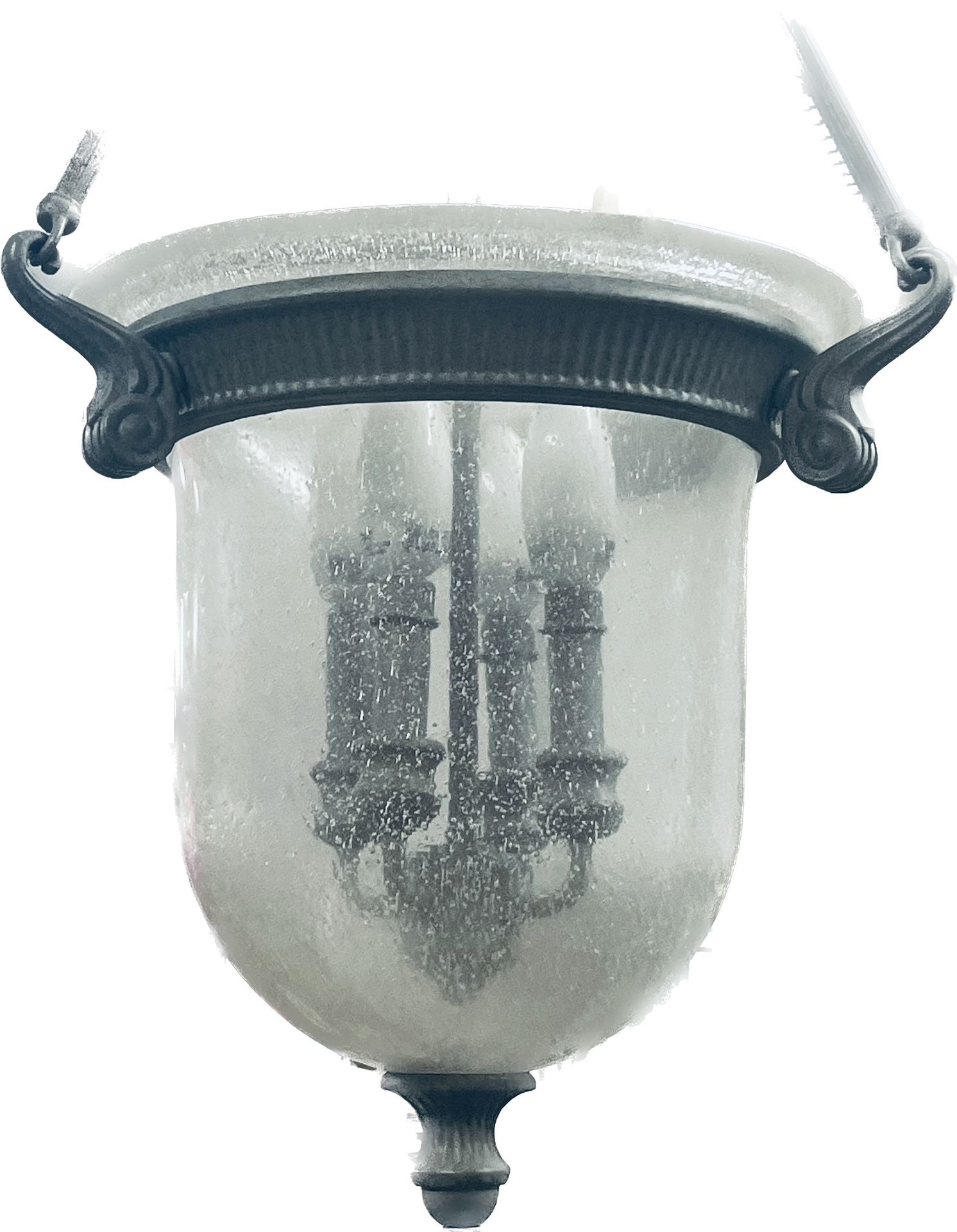 Beautiful Speckled Glass Silver Chandelier