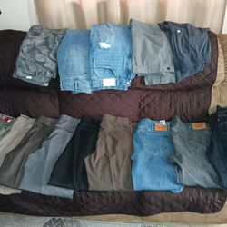 **LIKE NEW** 14 Pair Of Pants/dress Slacks/jeans Size 38x32