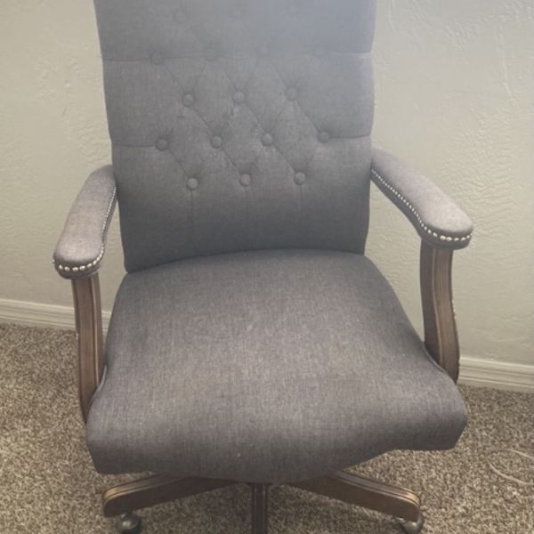 Cute Office Chair Spinny Tufted Stylish Desk Chair Gray Modern for Sale