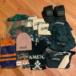 Jameson Whiskey Merch Lot- Hats, Scarves, Fanny Bags, Shirt