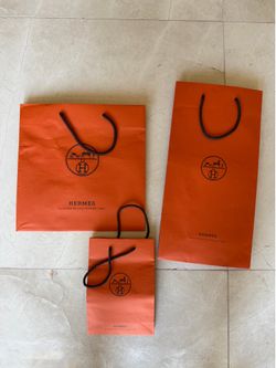 Authentic Hermes Paper Shopping Bags - Set of 3