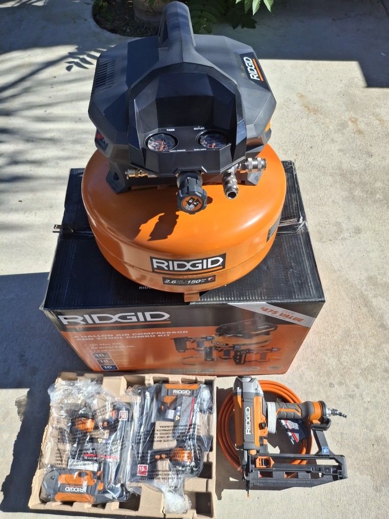 Ridgid 6 Gal. Air Compressor And 3-Tool Combo Kit 