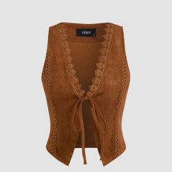 Cute Suede Brown Vest