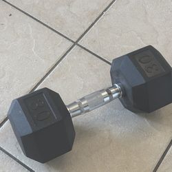 🏋️ 30 lb Rubber Hex Dumbbell – Commercial Gym Style Weight 🏋️