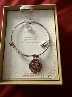 Footnotes Friend Stainless Steel Round Bangle Bracelet Great Valentine’s Day Gift